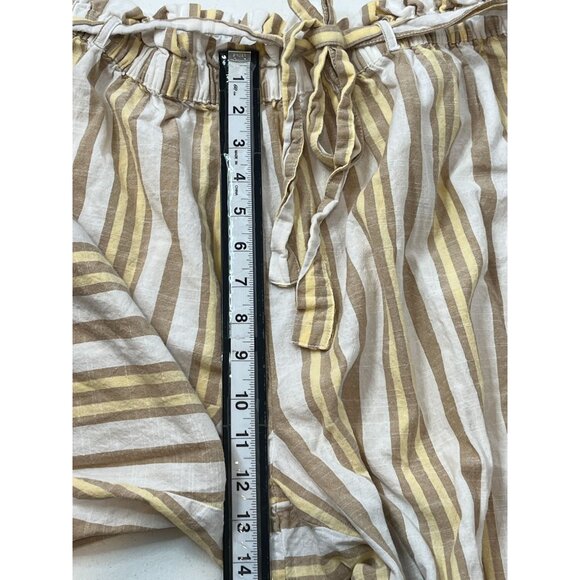 Mlle Gabrielle Plus 2X Cropped Pants Yellow White Striped High Rise Cotton - Picture 7 of 14